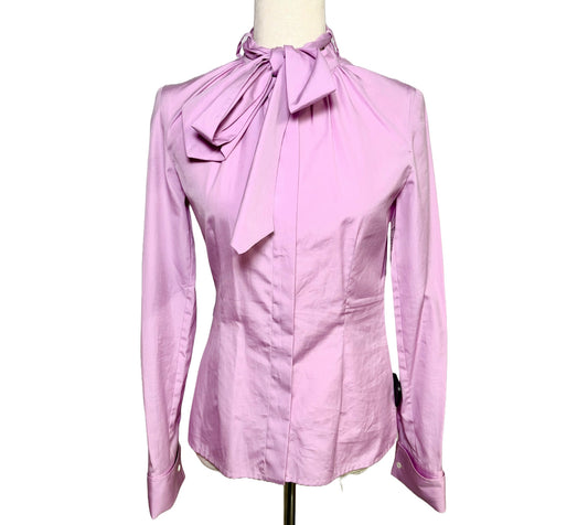 Women Size 4 Asprey Lavender Solid Cotton Blouse