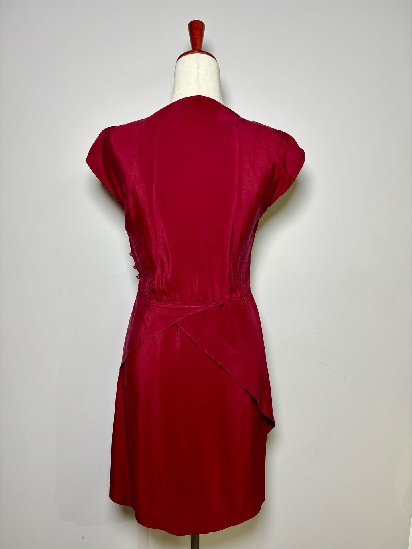 Women Size S Twelfth Street by Cynthia Vincent Burgundy Solid Silk Dress