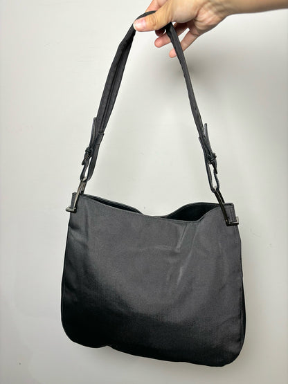 Black Gucci Solid Nylon Purse Hobo Single Shoulder Strap