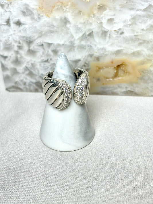 David Yurman Diamond Sculpted Cable Sterling Silver 6 Ring