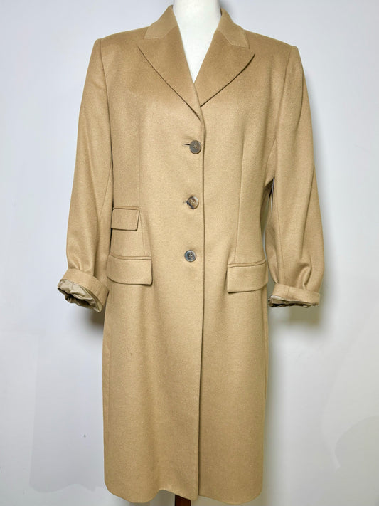 Women Size 12 Giorgio Armani Camel Solid Cashmere Long Coat