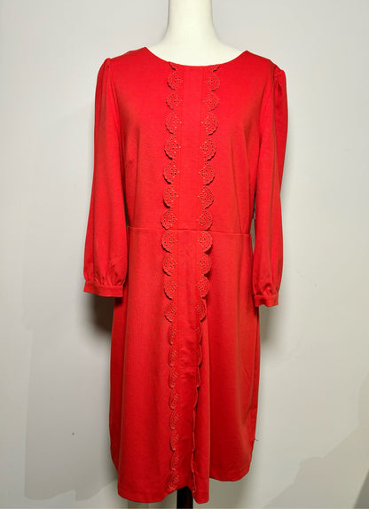 Women Size 12 Boden Red Solid Cotton Dress