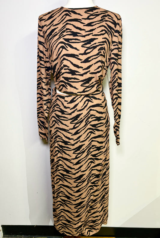 Women Size M Reformation Multi-Color Tiger Stripes Wrap Dress