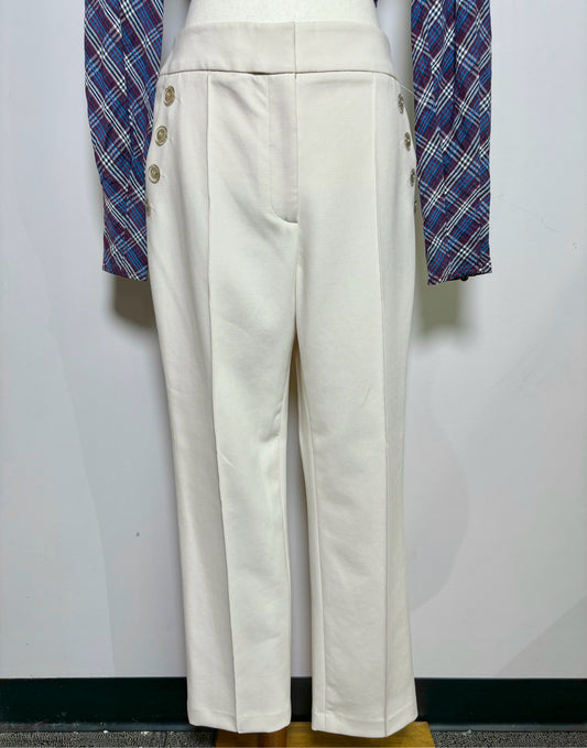 Women Size 10 Veronica Beard Cream Solid Pants