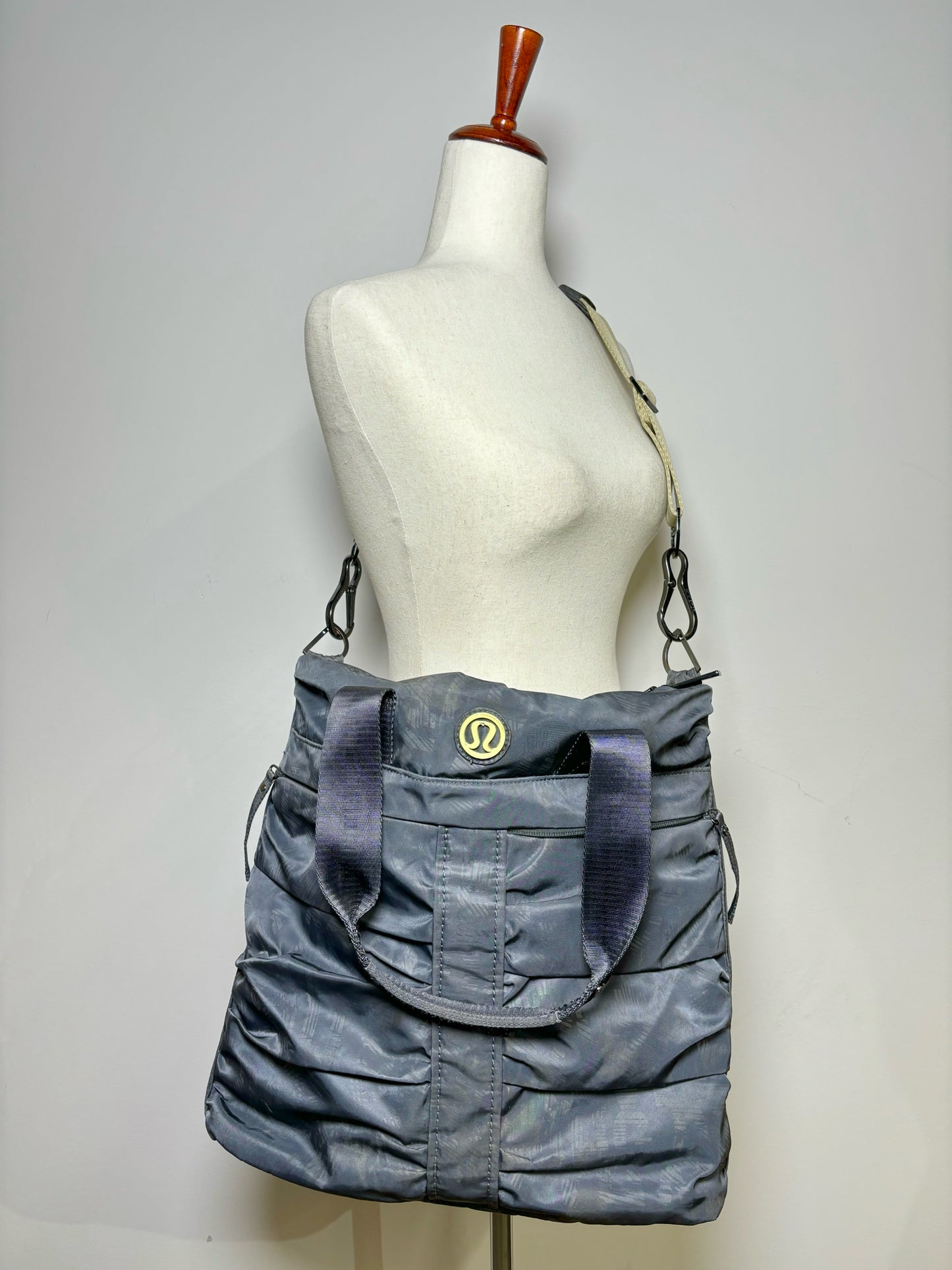 Charcoal Lululemon Solid Nylon Pleated Tote Bag