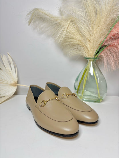 Gucci Taupe Leather Cowhide Horsebit NWOT Loafers