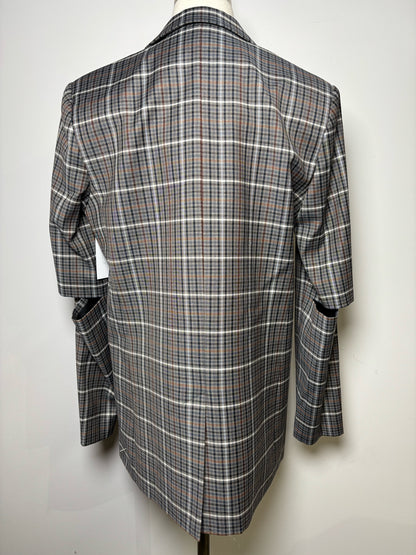 Women Size M Tibi Heather Gray Plaid Elbow Cutouts Blazer