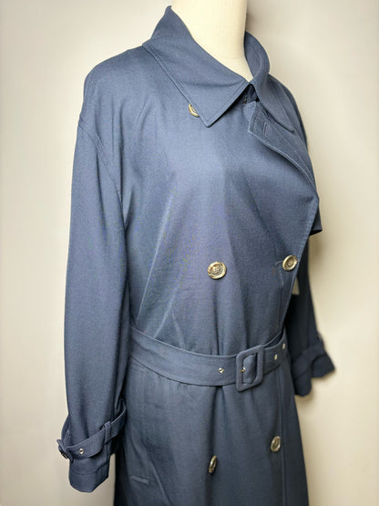 Women Size L Theory Blue Solid Wool Trench Coat