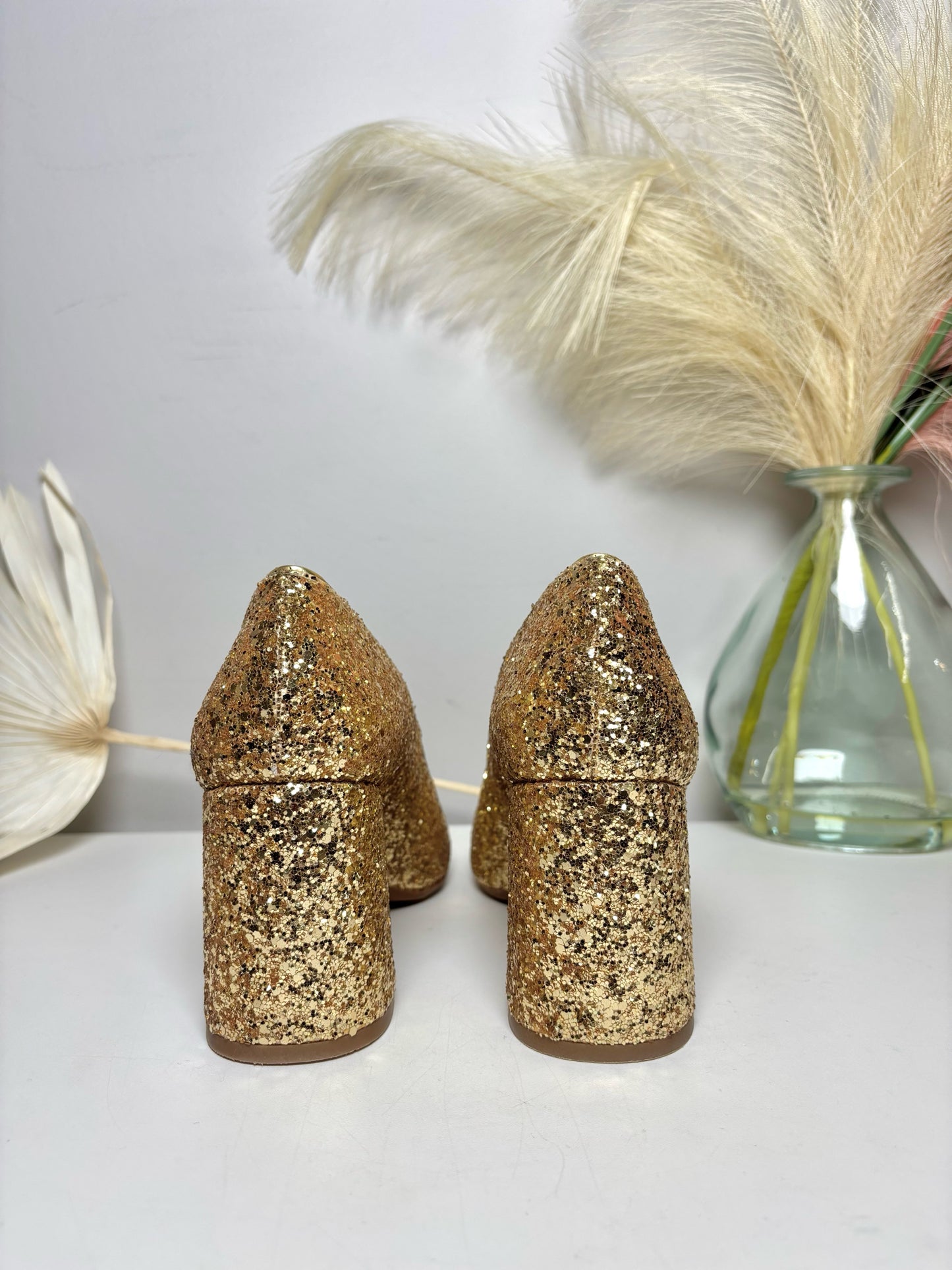 Sezane Gold Glitter Alice Heels