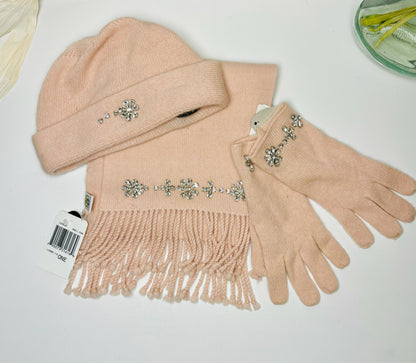 Pink Portolano Cashmere Embellished Beanies Hat