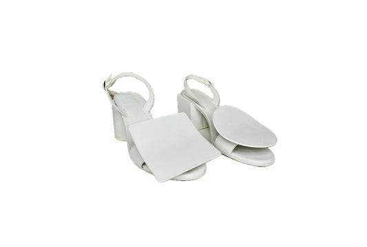 Jacquemus White Leather Shape Heels, Sz 37.5