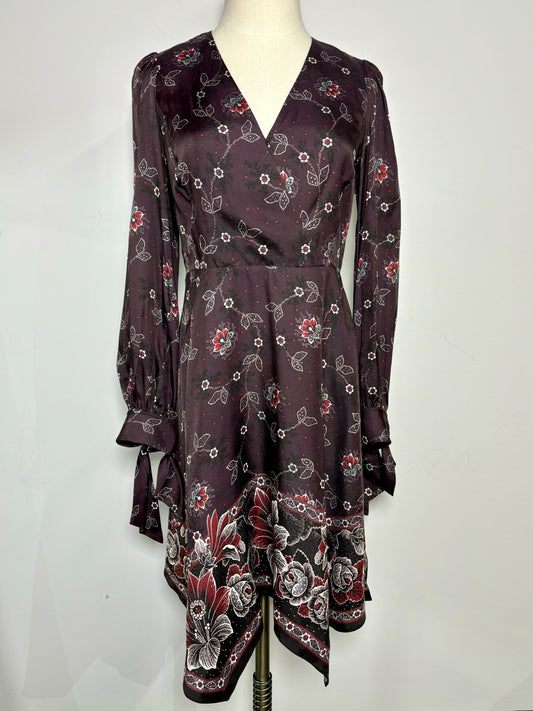 Women Size 4 Rebecca Taylor Brown Print Silk Blend Dress