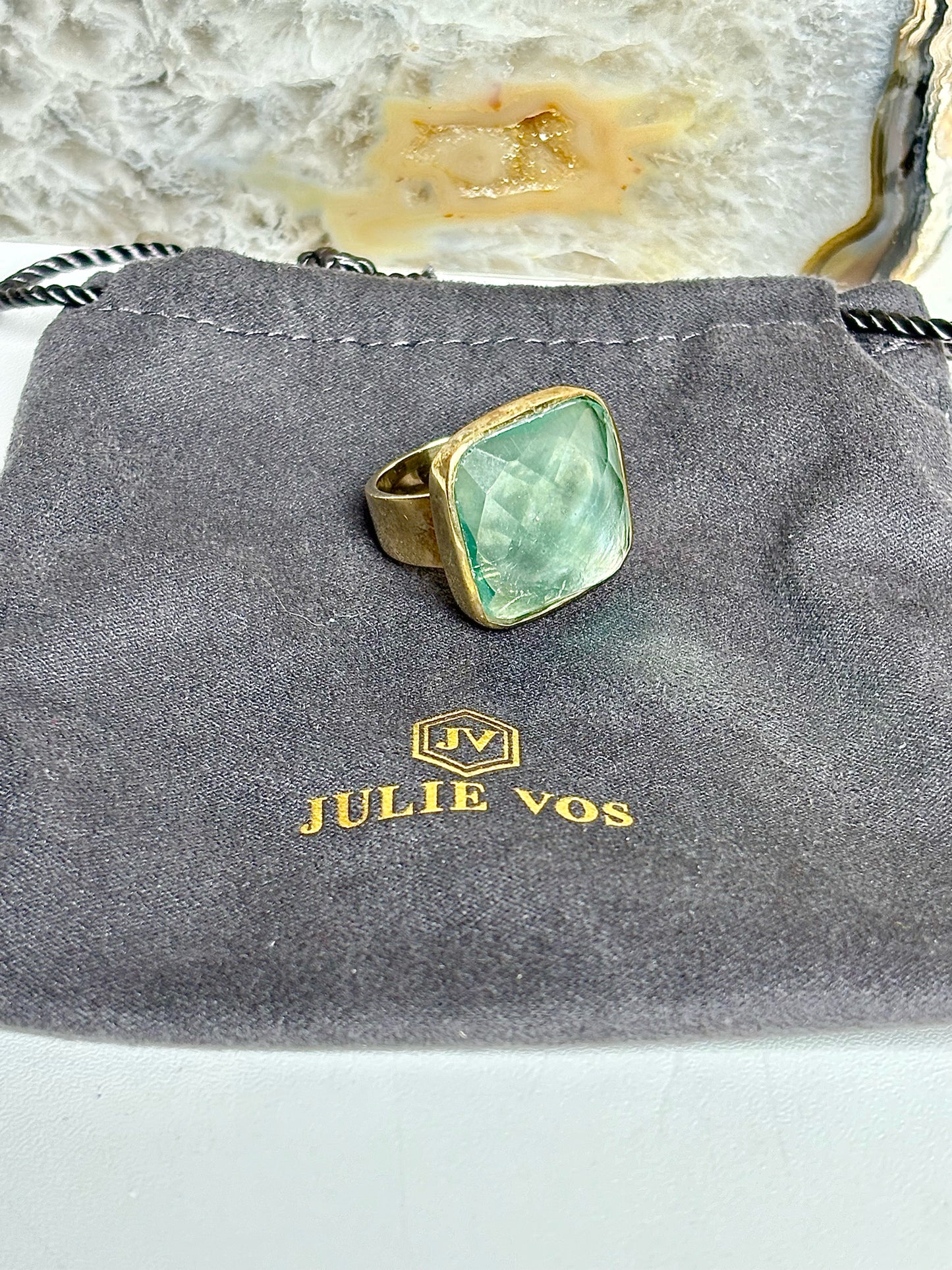 Green Julie Vos Iridescent aquamarine blue Green 5.5 Ring