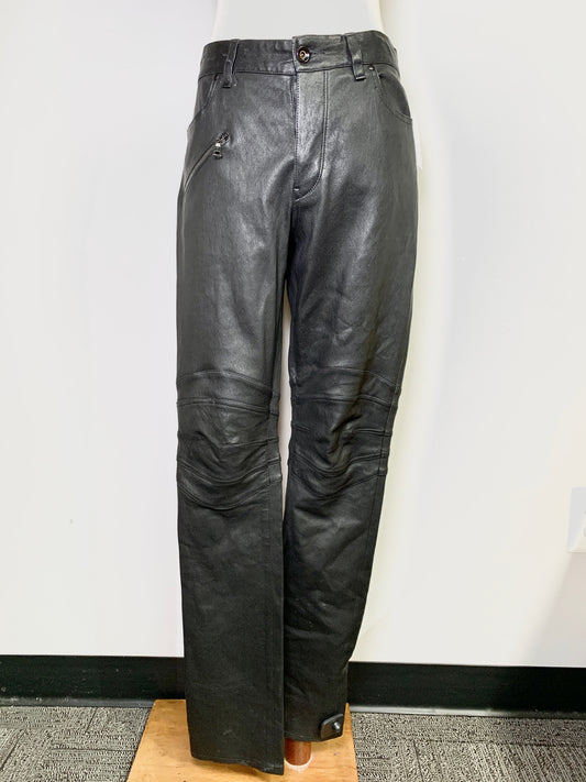 John Varvatos USA Black Skinny Leather Solid Pants