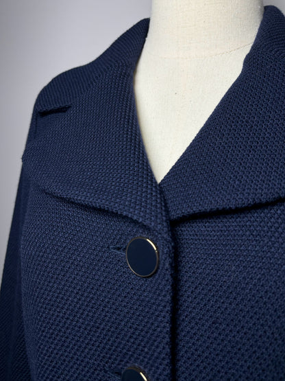 Women Size 8 St. John Navy Solid Women's Outerwear Wool Used Blazer