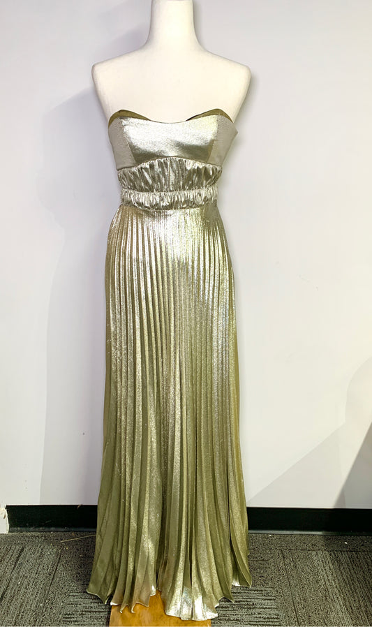 Women Size 4 Nicole Miller Collection Gold Pleats Dress