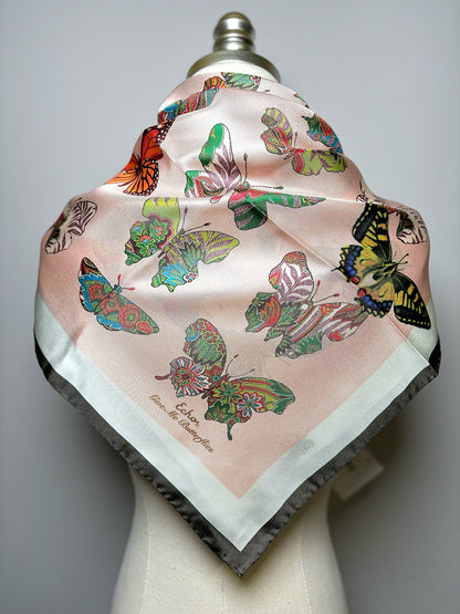 Echo Pink Butterfly Silk Scarf 35 x 35