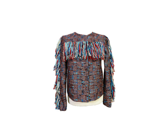 Emporio Armani Tweed Fringe Jacket, Sz S