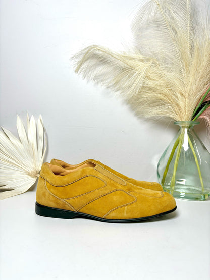 W Shoe Size 39 Hogan Mustard Leather Suede Flats