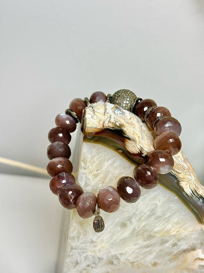 Brown Sheryl Lowe Gray Moonstone Beads Bracelet